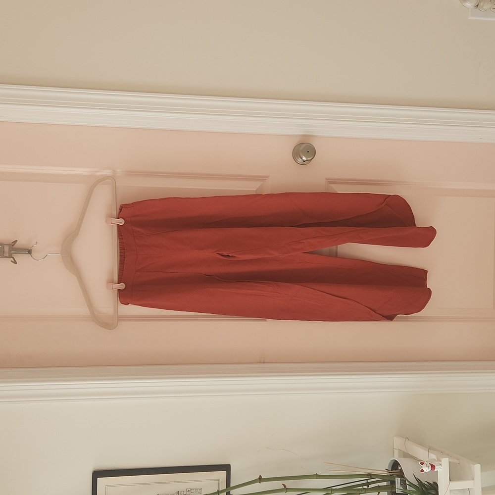 Rust Orange Slit Leg Pants